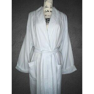 MATOUK Matteo Seersucker Robe Azure Stripe XL Unisex Luxury Spa Retail $256